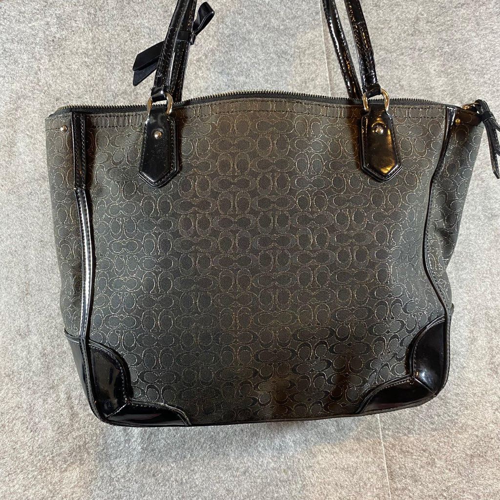Coach Purse Black J1382-26414 Poppy Metallic Hand Bag Purse Tote (Flaws)