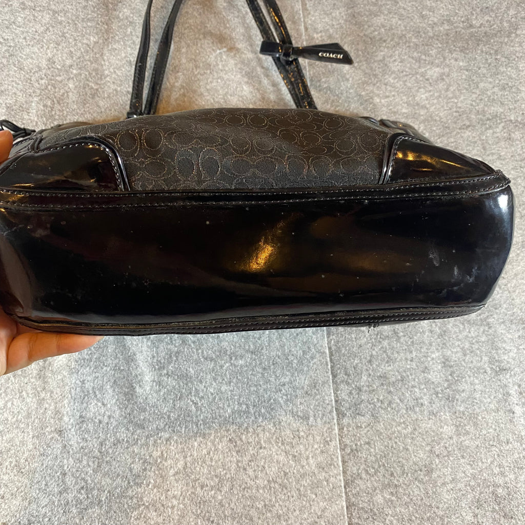 Coach Purse Black J1382-26414 Poppy Metallic Hand Bag Purse Tote (Flaws)