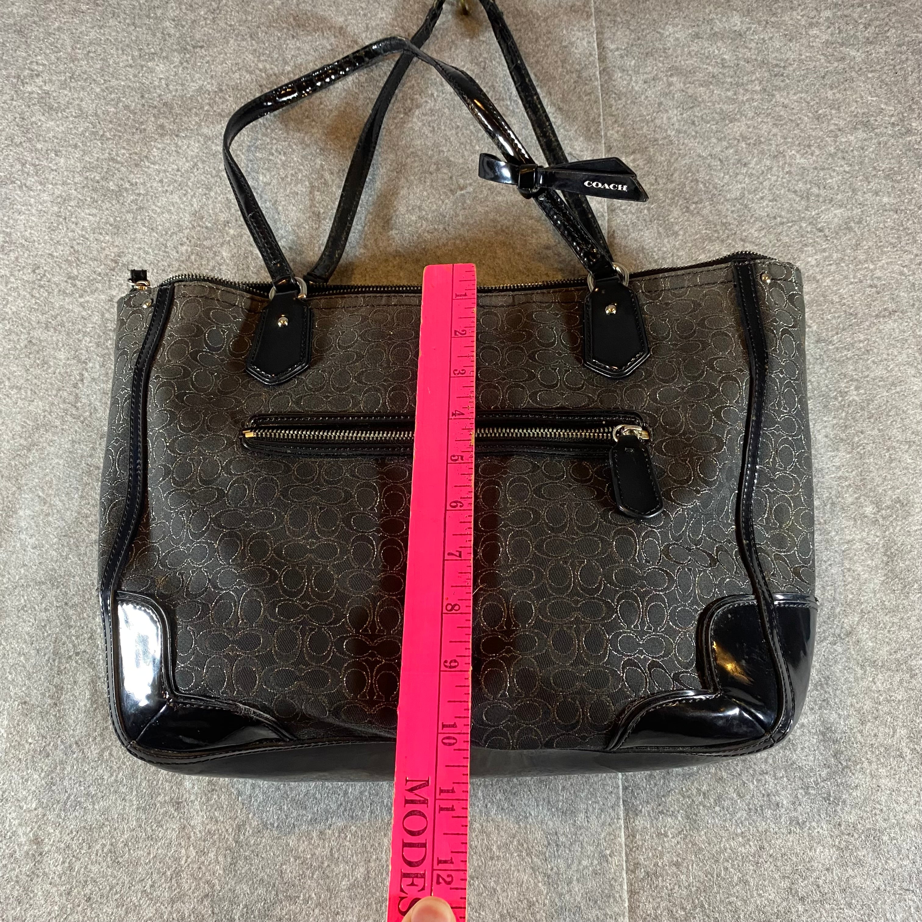 Coach Purse Black J1382-26414 Poppy Metallic Hand Bag Purse Tote (Flaws)